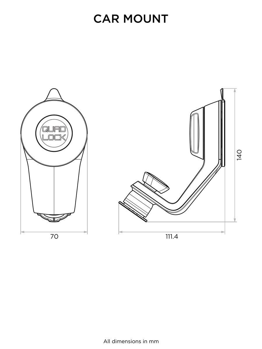 Автомобильное крепление на стекло / панель Quad Lock® Car Mount