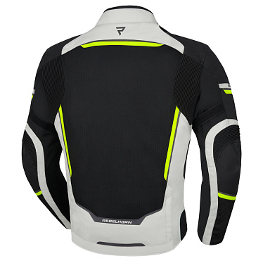 Мотокуртка текстильная Rebelhorn Flux черный/серый/флуо желтый