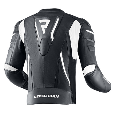 Мотокуртка кожаная Rebelhorn Fighter черный белый - магазин Motostyles