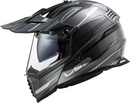 Мотошлем LS2 MX436 Pioneer Evo Knight титановый белый - магазин Motostyles