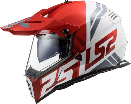 Мотошлем LS2 MX436 Pioneer Evo Evolve красный белый - магазин Motostyles