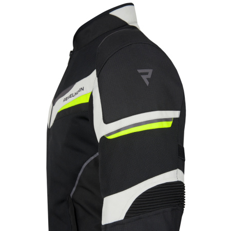 Мотокуртка текстильная Rebelhorn Flux черный/серый/флуо желтый