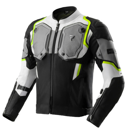 Мотокуртка текстильная Rebelhorn Borg II черный/серый/флуо/желтый - магазин Motostyles